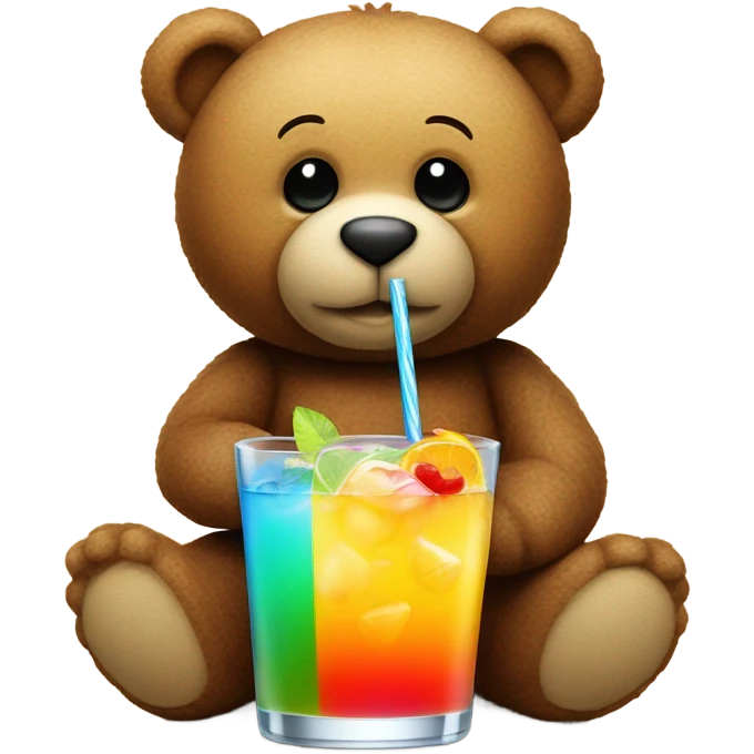 teddy bear drinking a cocktail  emoji