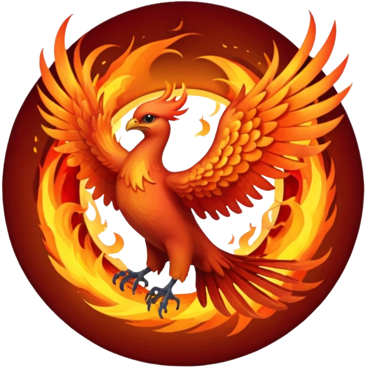 Phoenix, circle and fire emoji