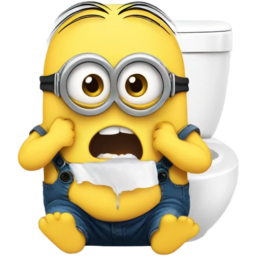 a minion crying sat on the toilet  emoji