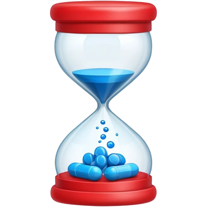 Sandglass with blue pills and red pills emoji