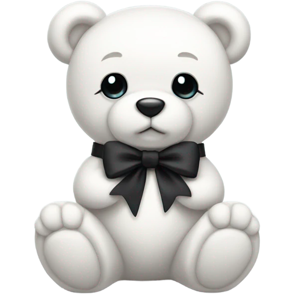 Cute white teddy bear with black bow emoji