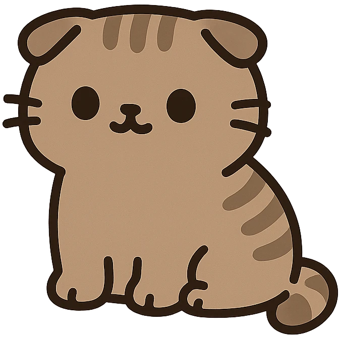 scottish fold kitten sitting, pusheen style emoji
