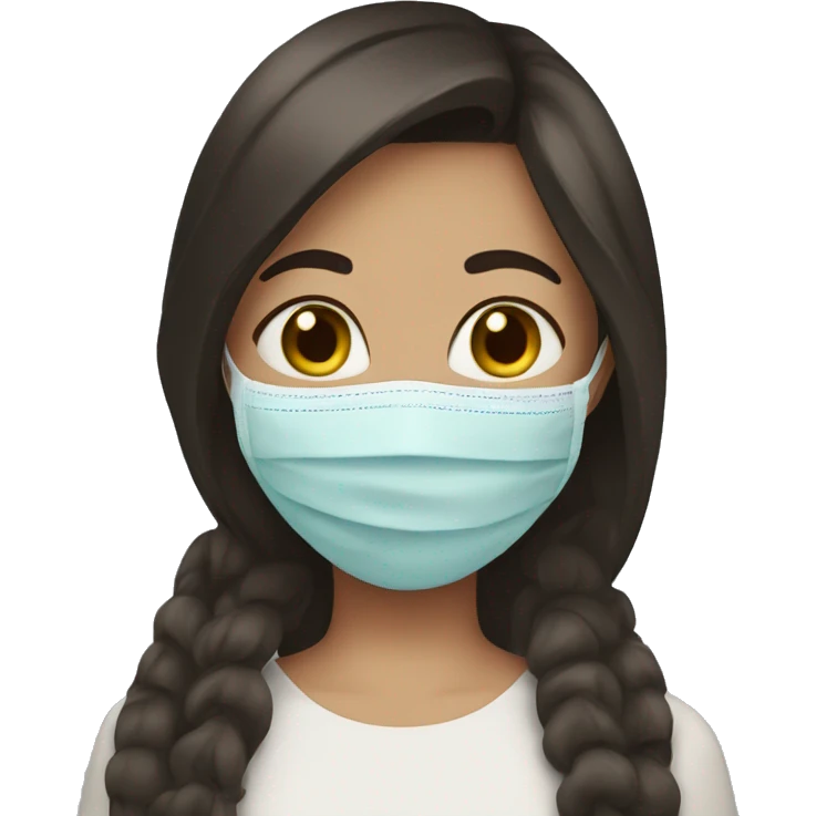 brunette girl with face mask emoji