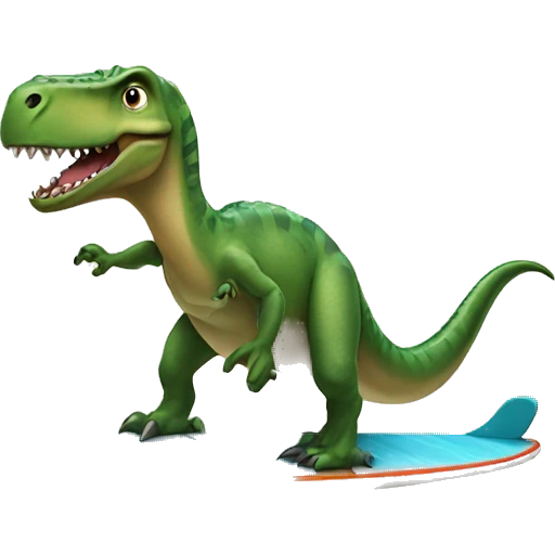 Dino on surfboard emoji