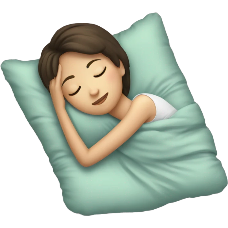 sleeping beauty brunette white girl with a silk pillow and short hair  emoji