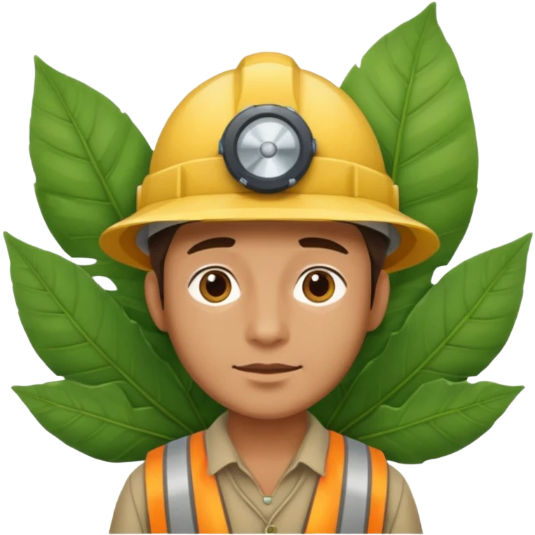 an surveyor man wearing a large leaf headgear emoji
