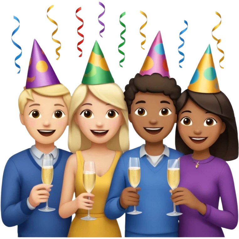 Some friends talking and looking each other emoji