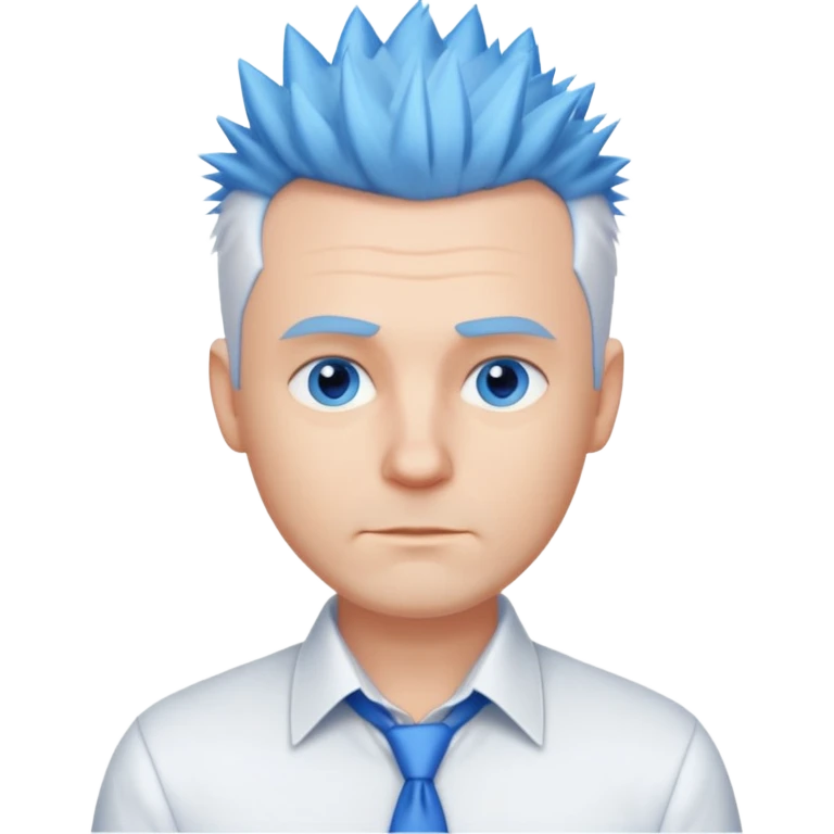 40 yr old white man short white spike hair dress shirt blue eyes no smile emoji