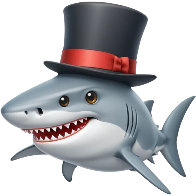 Shark with a top hat emoji