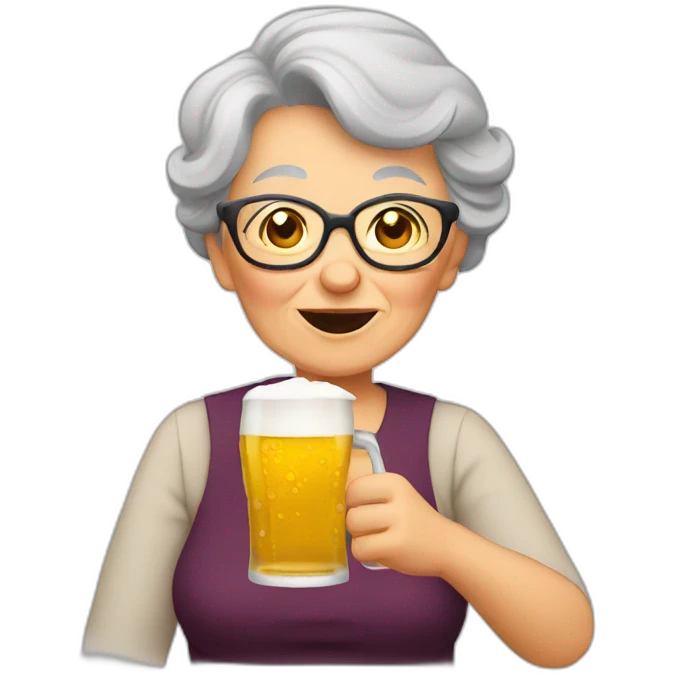 Grandma drinking beer emoji
