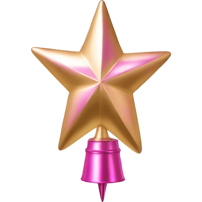 Isolated Realistic metallic pink and gold tree topper. emoji
