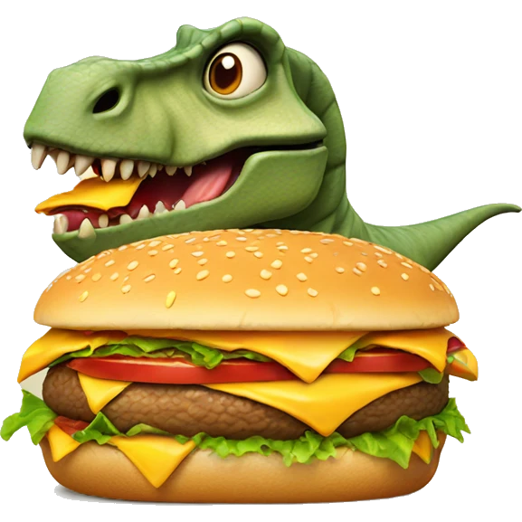 Dinosaur eating a burger emoji