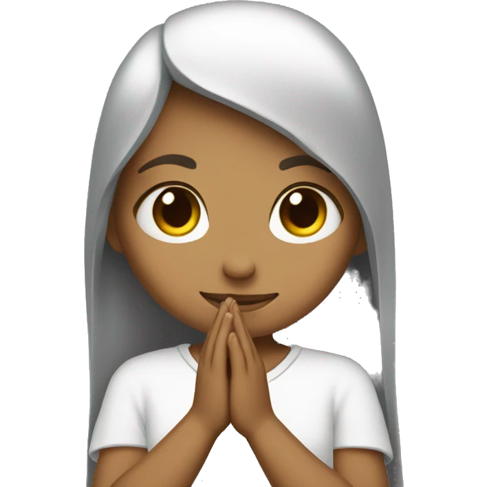 Girl christian with catholic cross praying emoji