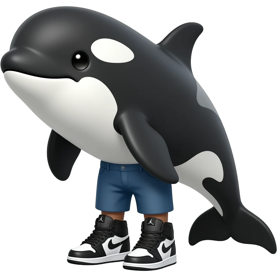 Make orca  wearing black Jordan shoes emoji