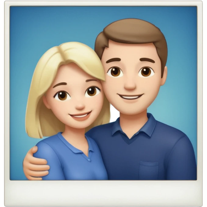 Couple hugs polaroid photo emoji