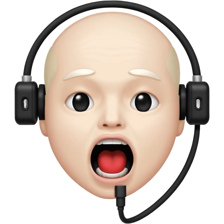 Mouth open wide with audio cable stuffed inside. emoji