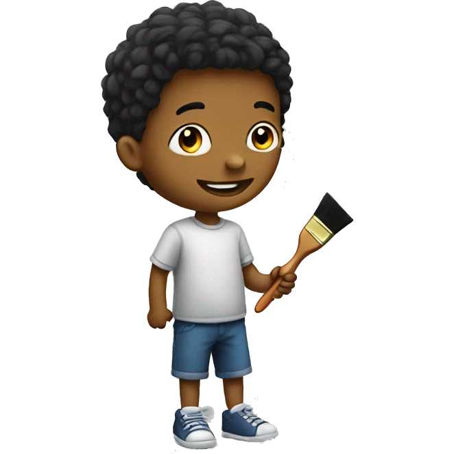 boy draws a picture with brush emoji
