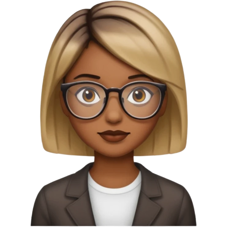 женщина с короткими светлыми волосами и темными корнями в очках и карими глазами emoji