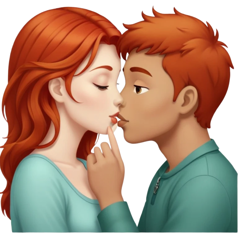 A red head - girls kisses Tatar boy  emoji