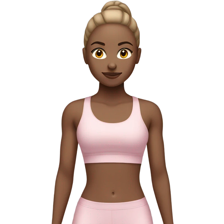 white girl  in light pink clothes exercising emoji