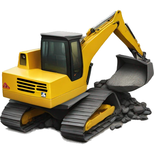 Track hoe dumping rock  emoji