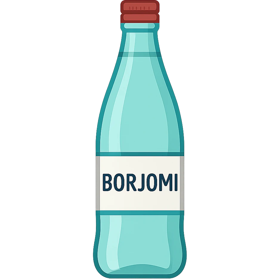 Borjomi water bottle emoji with label, variation 1 emoji