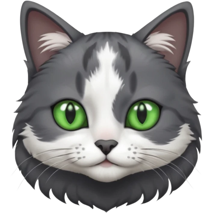 one dark grey and white cat and one completely solid dark grey cat with green eyes and only white paws emoji