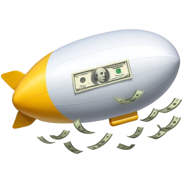 make a blimp with money popping out of it emoji