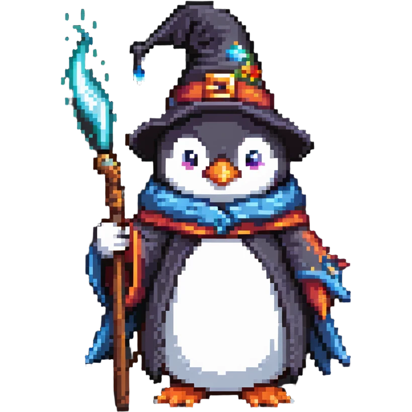 penguin wizard casting spell emoji