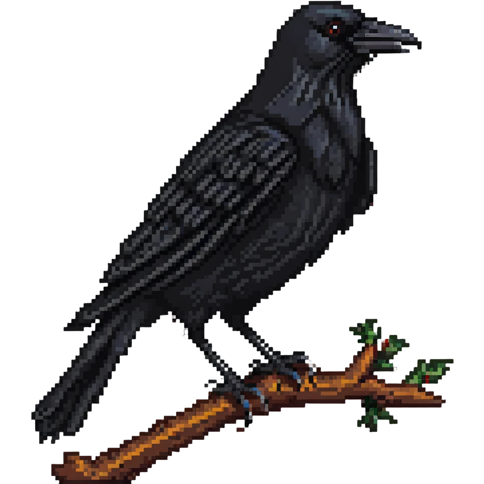 Crow perched on a branch emoji