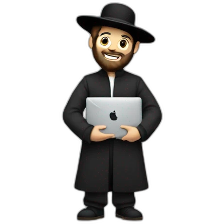 Hasidic Jew holding a MacBook Pro emoji