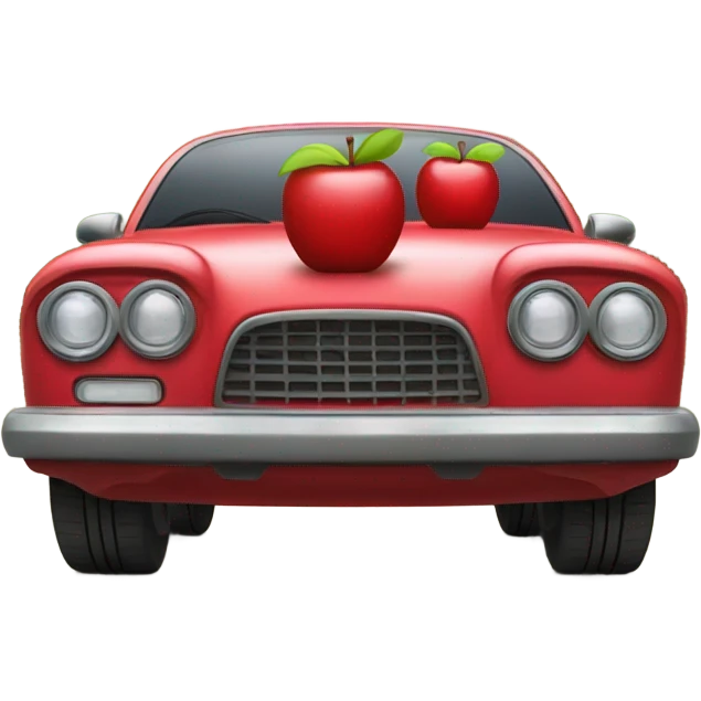 Car with apple wheels emoji