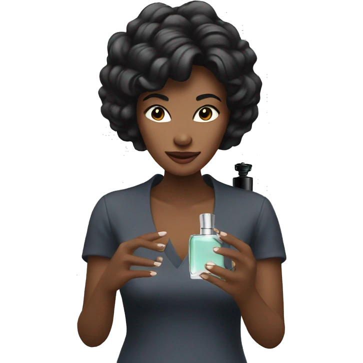 Women with black hair spraying perfume emoji