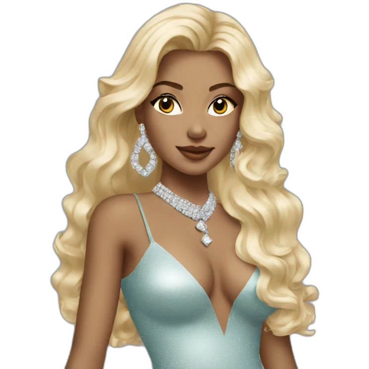 glam rich girl with diamonds on her handbag with blonde long hair emoji