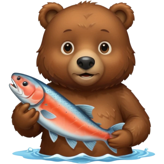 A brown bear holding a salmon emoji