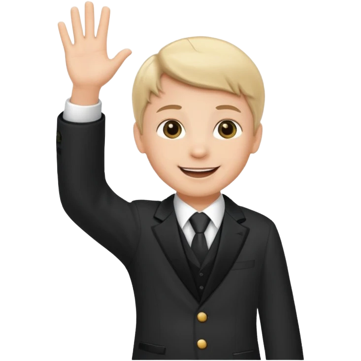 a child greeting with a wave, etiquette theme emoji