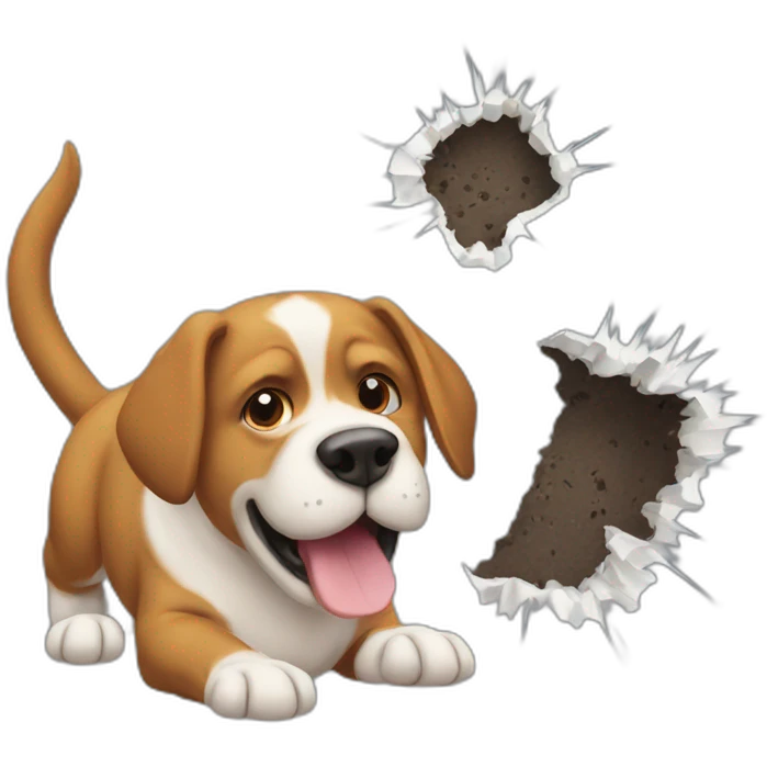 A dog destroying a cat emoji