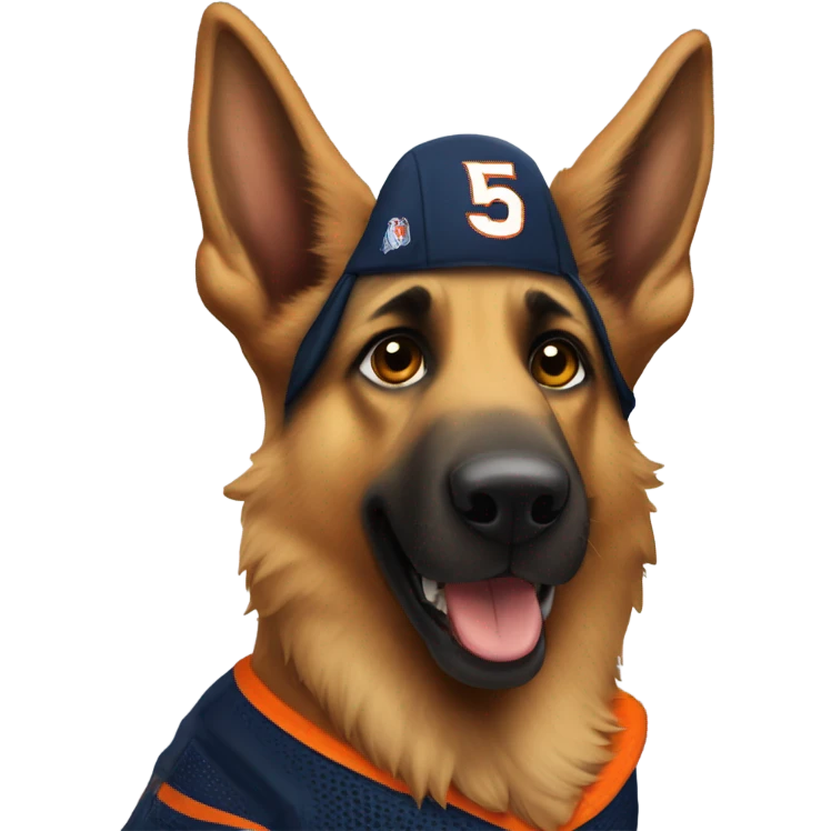 German Shepard with broncos jersey Number 15 on shoulder emoji