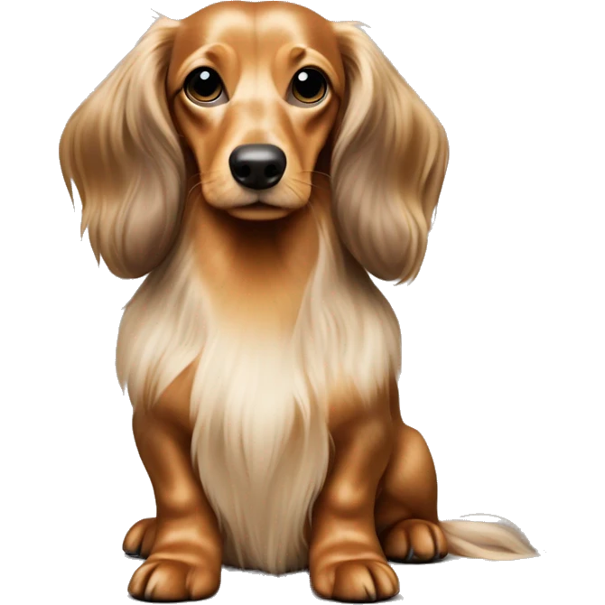 Sideway standing Longhair cream shaded piepald dachshund emoji