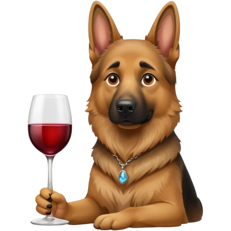 German shepherd dog with a glass of wine  emoji