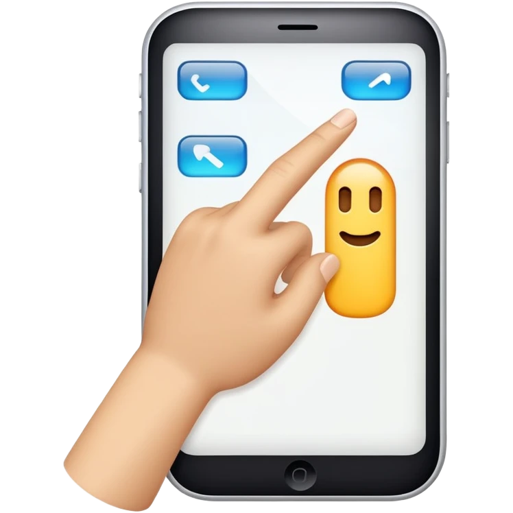 An emoji with a finger tapping a touchscreen button emoji