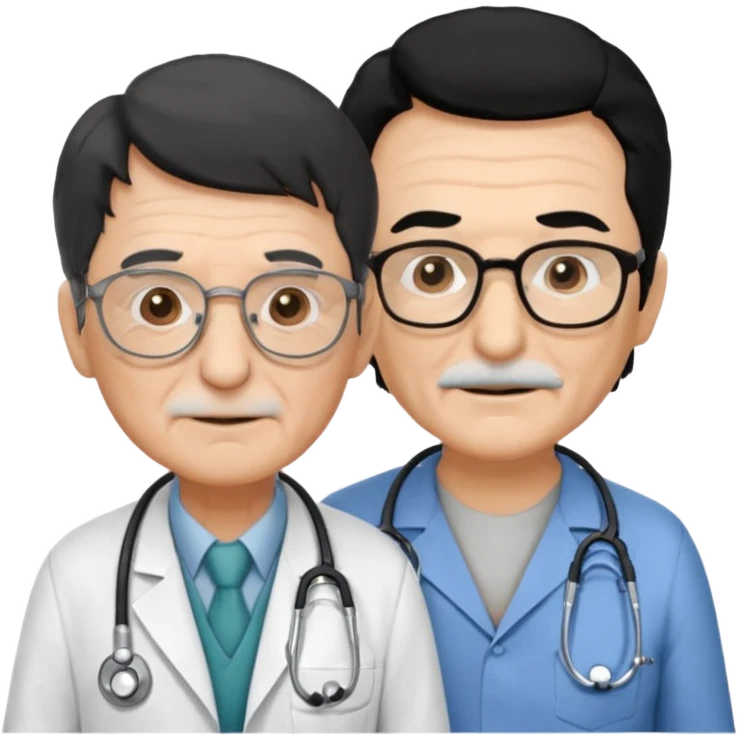 doctor black hair helping to a old man  emoji