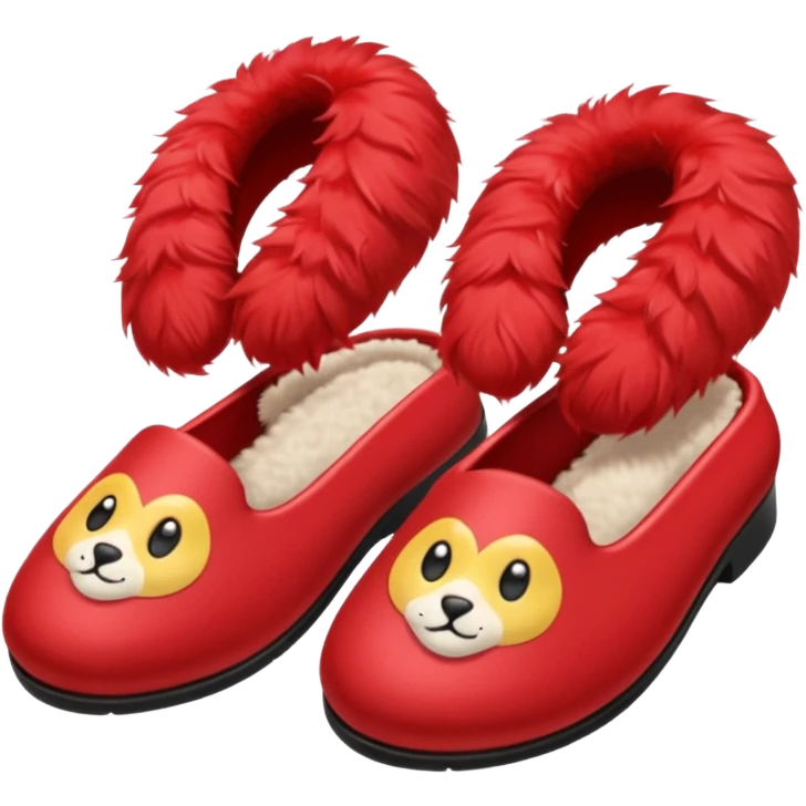 red slippers with red fur emoji