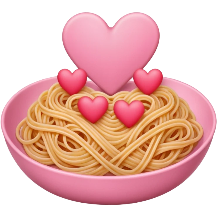 Spaghetti shaped like hearts with no plate, make the spaghetti pink emoji