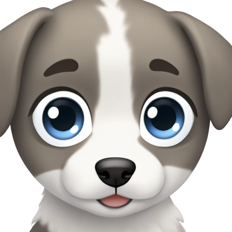 Adlrable, baby, young, Cute, puppy, husky, snowy, white and Grey, one blue eye, and one brown eye, anime, kawaii emoji