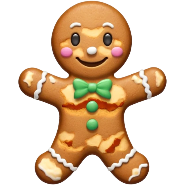 cute gingerbread cookie with white icing emoji