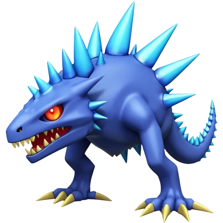 A 3D CGI model of a randomly-colored cool badass Fakémon-Pokémon-Digimon-Spectrobe-creature (full body) emoji