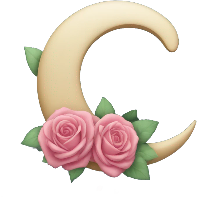 crescent moon with roses  emoji