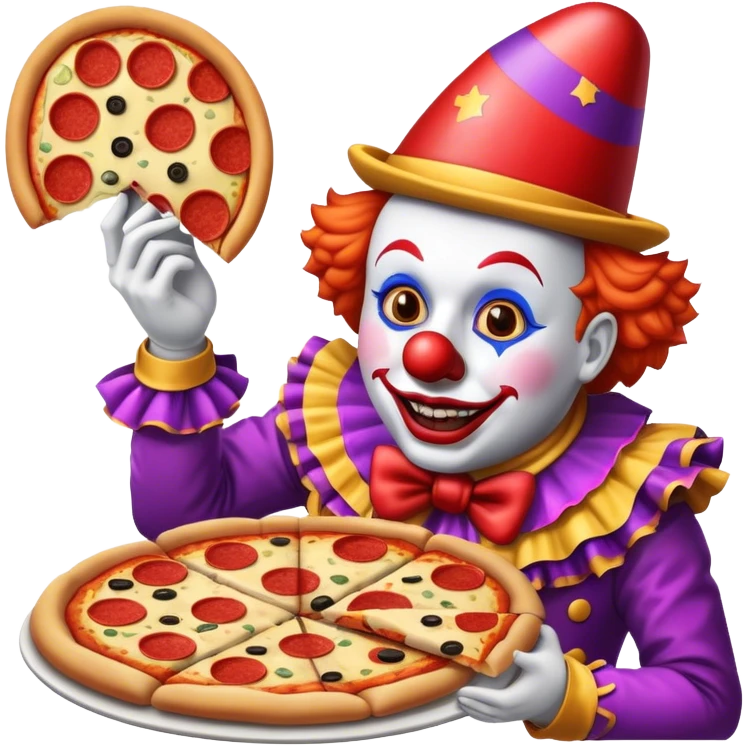 carnival clown mixed with a horse eating pizza  emoji