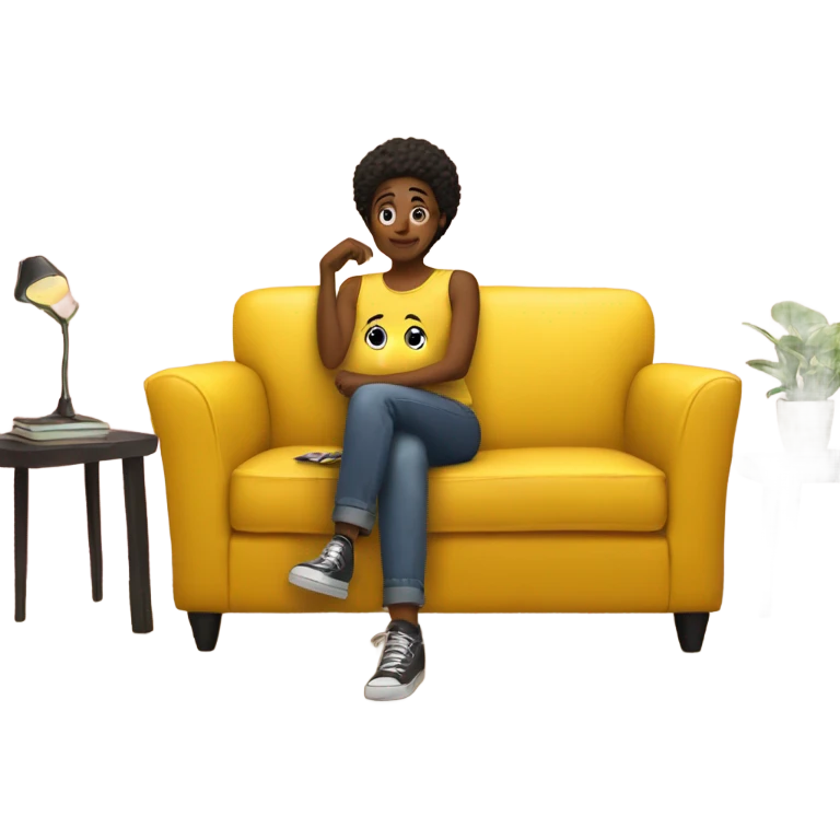 Me sitting on yellow couch emoji